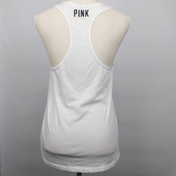 VS PINK Clear Sequined American Flag Size 2 white racerback tank top - Picture 5 of 8